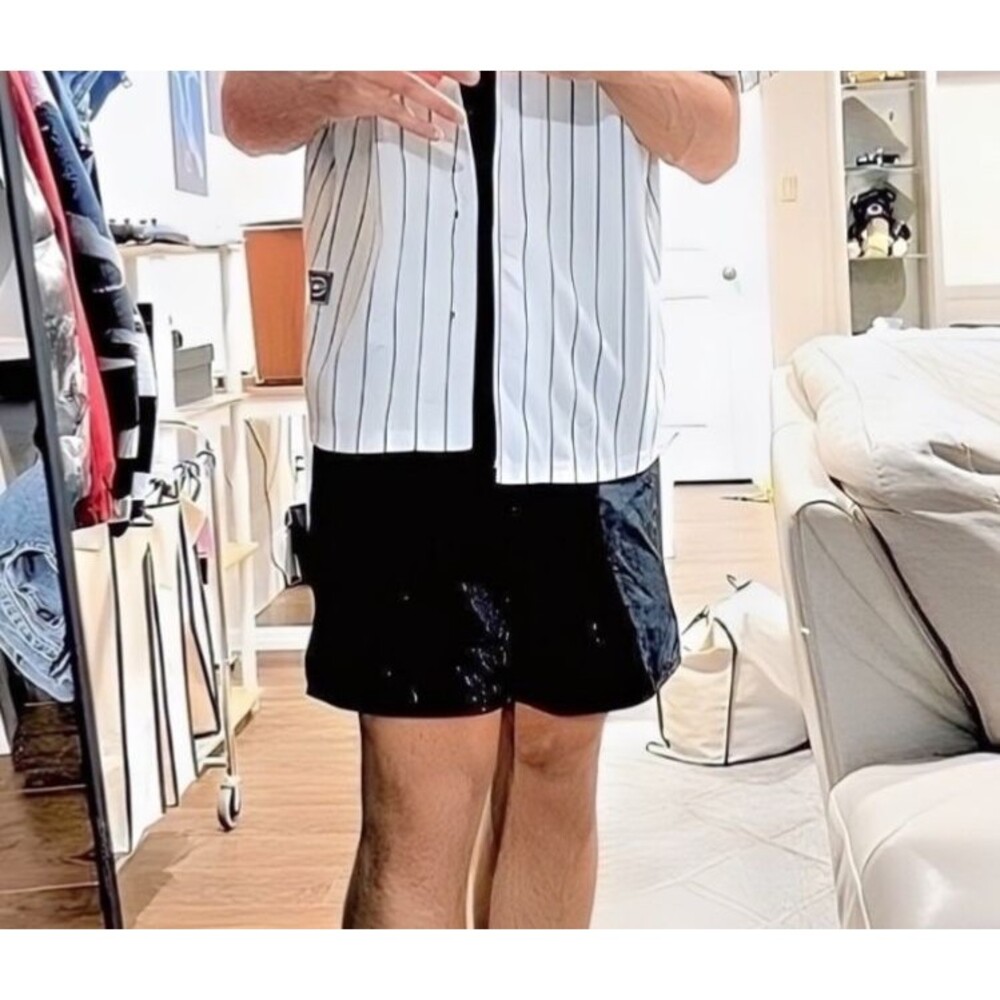 Romwe 90s Rare Silky Satin Soccer Shorts Nylon Black Medium